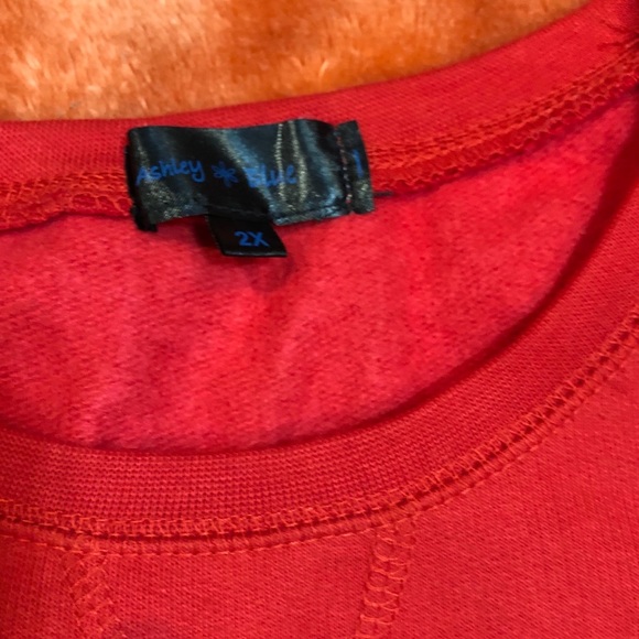 Ashley Blue Red Sweater Blouse 2x - Picture 5 of 6